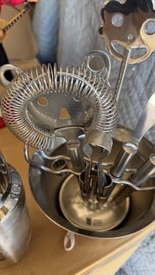 Stainless Steel Bar Tool Set in Holder 6 Pc Cocktail Tools - Thumbnail 5