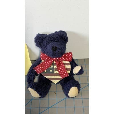 Boyds Collection Patriotic Navy Blue Teddy Bear American Flag Heart 8 Inch - Thumbnail 4