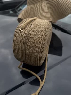 Women’s Straw Sun Hat & Round Crossbody Bag Set Boho Beach Summer - Thumbnail 4