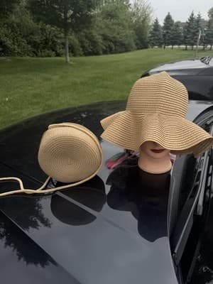 Women’s Straw Sun Hat & Round Crossbody Bag Set Boho Beach Summer - Thumbnail 3