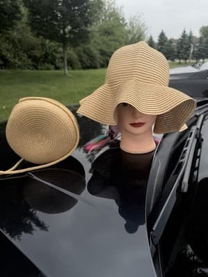 Women’s Straw Sun Hat & Round Crossbody Bag Set Boho Beach Summer