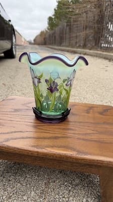 Fenton Designer Showcase Series Glass Vase & Purple Ashtray Set - Thumbnail 2
