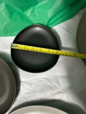 Crate & Barrel Dinner Plates Set Modern Matte Gray Green Black Stoneware - Thumbnail 7