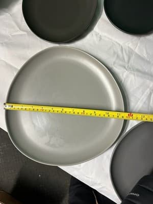 Crate & Barrel Dinner Plates Set Modern Matte Gray Green Black Stoneware - Thumbnail 4