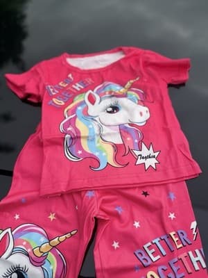 Girls Unicorn Outfit Set with Fleece Clogs Pink Size 100 / EU 30 - Thumbnail 6