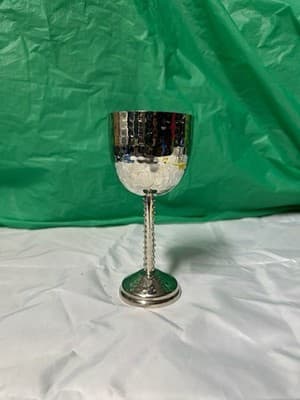 Metal Goblet Candle Holder Hammered Silver Tone Table Decor