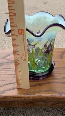 Fenton Designer Showcase Series Glass Vase & Purple Ashtray Set - Thumbnail 13