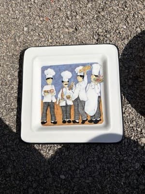 Fitz & Floyd Culinary Classics Square Plate Chefs Design Italy Vintage