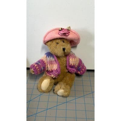 The Boyds Collection Archive Series Teddy Bear Pink Hat Knit Cardigan 6 Inch - Thumbnail 4
