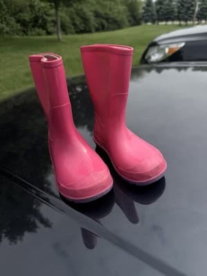 Kids Pink Rain Boots – Made in Canada – Size 7-8 Toddler Waterproof Rubber Boots