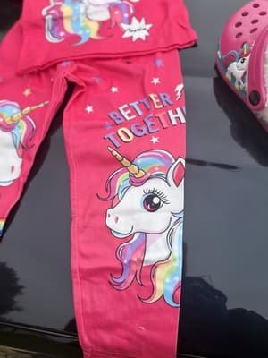 Girls Unicorn Outfit Set with Fleece Clogs Pink Size 100 / EU 30 - Thumbnail 5