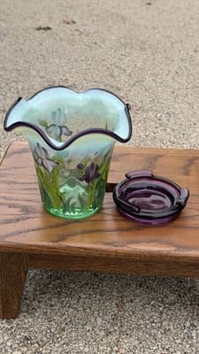 Fenton Designer Showcase Series Glass Vase & Purple Ashtray Set - Thumbnail 9