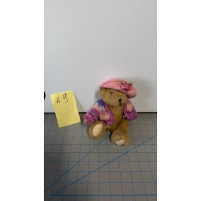 The Boyds Collection Archive Series Teddy Bear Pink Hat Knit Cardigan 6 Inch - Thumbnail 2