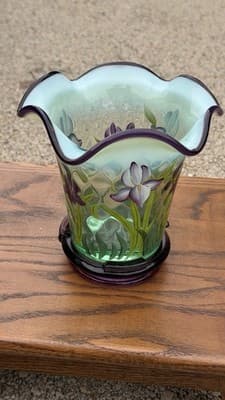 Fenton Designer Showcase Series Glass Vase & Purple Ashtray Set - Thumbnail 5