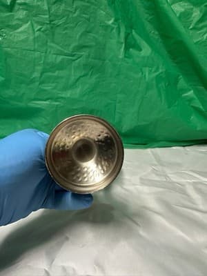 Metal Goblet Candle Holder Hammered Silver Tone Table Decor - Thumbnail 2