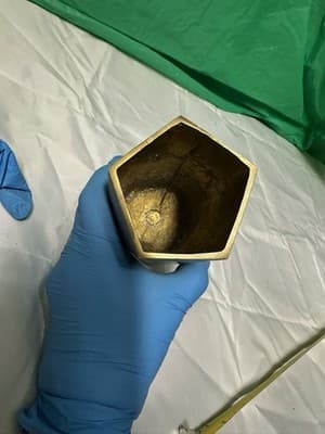 West Elm Modern Brass Jewelry Vase Geometric Metal Decor Made in India - Thumbnail 7