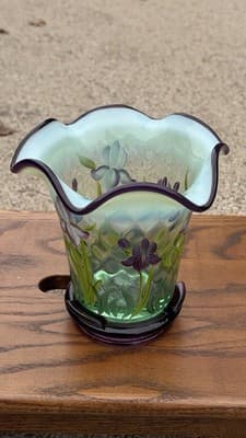 Fenton Designer Showcase Series Glass Vase & Purple Ashtray Set - Thumbnail 6