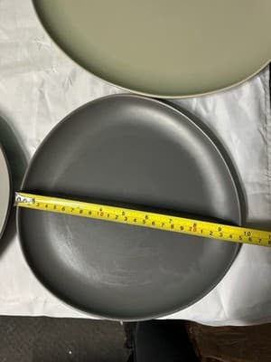 Crate & Barrel Dinner Plates Set Modern Matte Gray Green Black Stoneware - Thumbnail 5