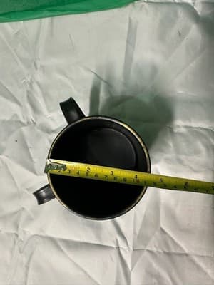 Black Metal Mug Cup with Hebrew Writing Gold Lettering Two Handles - Thumbnail 6