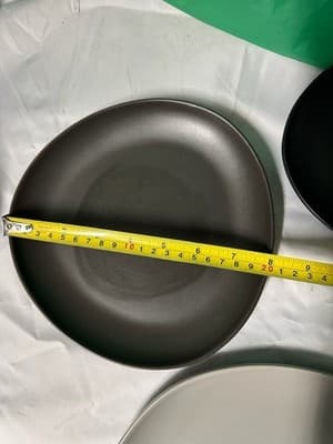 Crate & Barrel Dinner Plates Set Modern Matte Gray Green Black Stoneware - Thumbnail 8