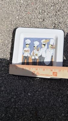 Fitz & Floyd Culinary Classics Square Plate Chefs Design Italy Vintage - Thumbnail 3
