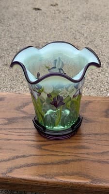 Fenton Designer Showcase Series Glass Vase & Purple Ashtray Set - Thumbnail 4