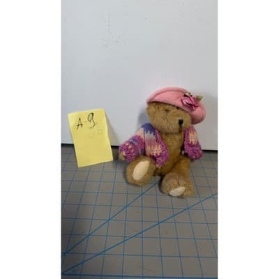 The Boyds Collection Archive Series Teddy Bear Pink Hat Knit Cardigan 6 Inch - Thumbnail 3
