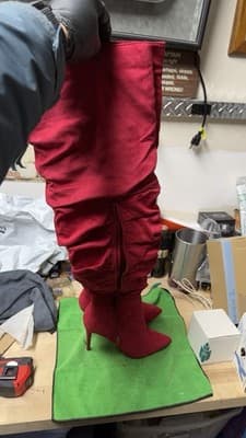 Red Over The Knee Boots Nadine Size 8.5 EU 39 Stiletto Heels