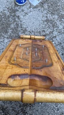 Vintage Wooden Fish Cleaning Board With Metal Spikes Handles Rustic