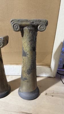 Evans Designs California Ceramic Column Candle Holders Pair Ionic Style - Thumbnail 3