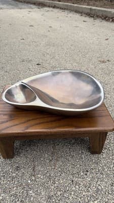 Nambe 560 Divided Serving Bowl Dish Mid Century Modern USA