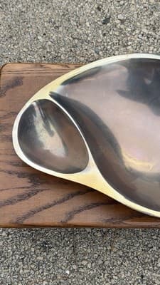 Nambe 560 Divided Serving Bowl Dish Mid Century Modern USA - Thumbnail 5