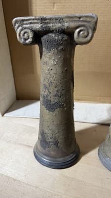 Evans Designs California Ceramic Column Candle Holders Pair Ionic Style - Thumbnail 5