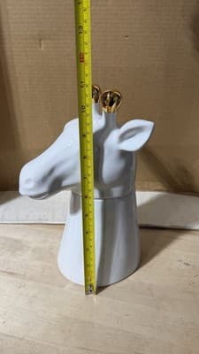 White Ceramic Giraffe Jar with Gold Horns – Decorative Storage Container - Thumbnail 9