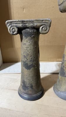 Evans Designs California Ceramic Column Candle Holders Pair Ionic Style - Thumbnail 2