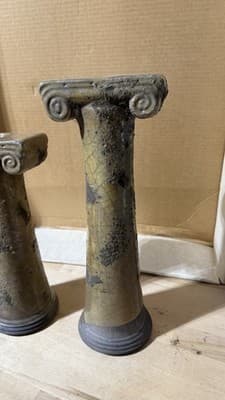 Evans Designs California Ceramic Column Candle Holders Pair Ionic Style - Thumbnail 4