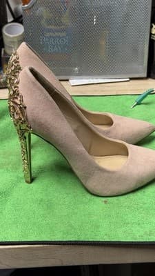 ShoeDazzle Sarina Nude Pumps Gold Ornate Heel Women’s Size 8.5 - Thumbnail 4