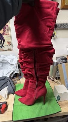 Red Over The Knee Boots Nadine Size 8.5 EU 39 Stiletto Heels - Thumbnail 2
