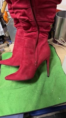 Red Over The Knee Boots Nadine Size 8.5 EU 39 Stiletto Heels - Thumbnail 4