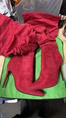 Red Over The Knee Boots Nadine Size 8.5 EU 39 Stiletto Heels - Thumbnail 6
