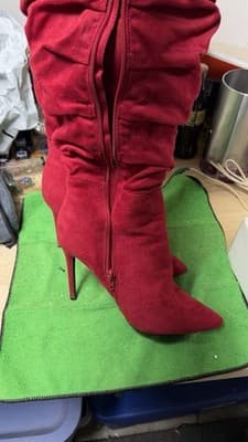 Red Over The Knee Boots Nadine Size 8.5 EU 39 Stiletto Heels - Thumbnail 5