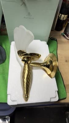 Partylite Lexington Brass Wall Sconce P7760 Frosted Glass Shade - Thumbnail 8