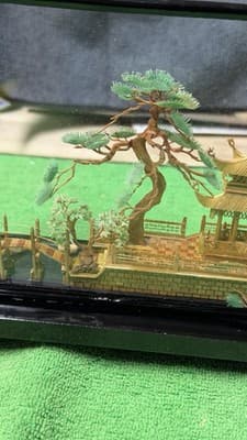 Vintage Chinese Diorama Glass Display Pagoda Garden Scene Figurine - Thumbnail 10