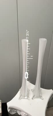 Pair of 15.5” Tall Glass Trumpet Bud Vases White Interior Clear Base New - Thumbnail 7
