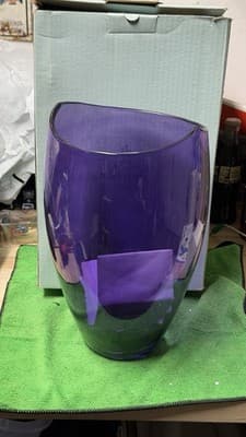 PartyLite Amethyst Glass Hurricane Candle Holder 12” Purple Vase - Thumbnail 2