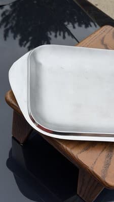 Nambe Modern Metal Serving Tray Platter Rectangular Mid Century Style - Thumbnail 3