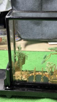 Vintage Chinese Diorama Glass Display Pagoda Garden Scene Figurine - Thumbnail 11