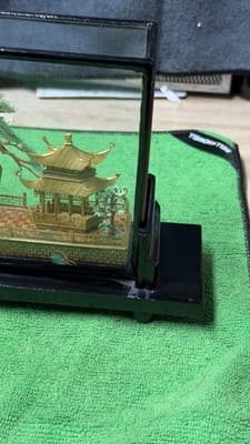 Vintage Chinese Diorama Glass Display Pagoda Garden Scene Figurine - Thumbnail 8