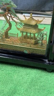 Vintage Chinese Diorama Glass Display Pagoda Garden Scene Figurine - Thumbnail 9