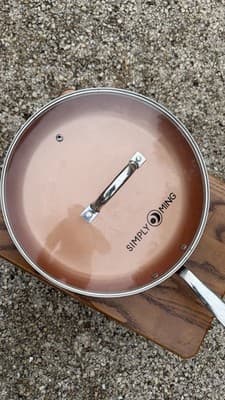 Simply Ming 12” Nonstick Frying Pan Skillet w/ Glass Lid Red - Thumbnail 3